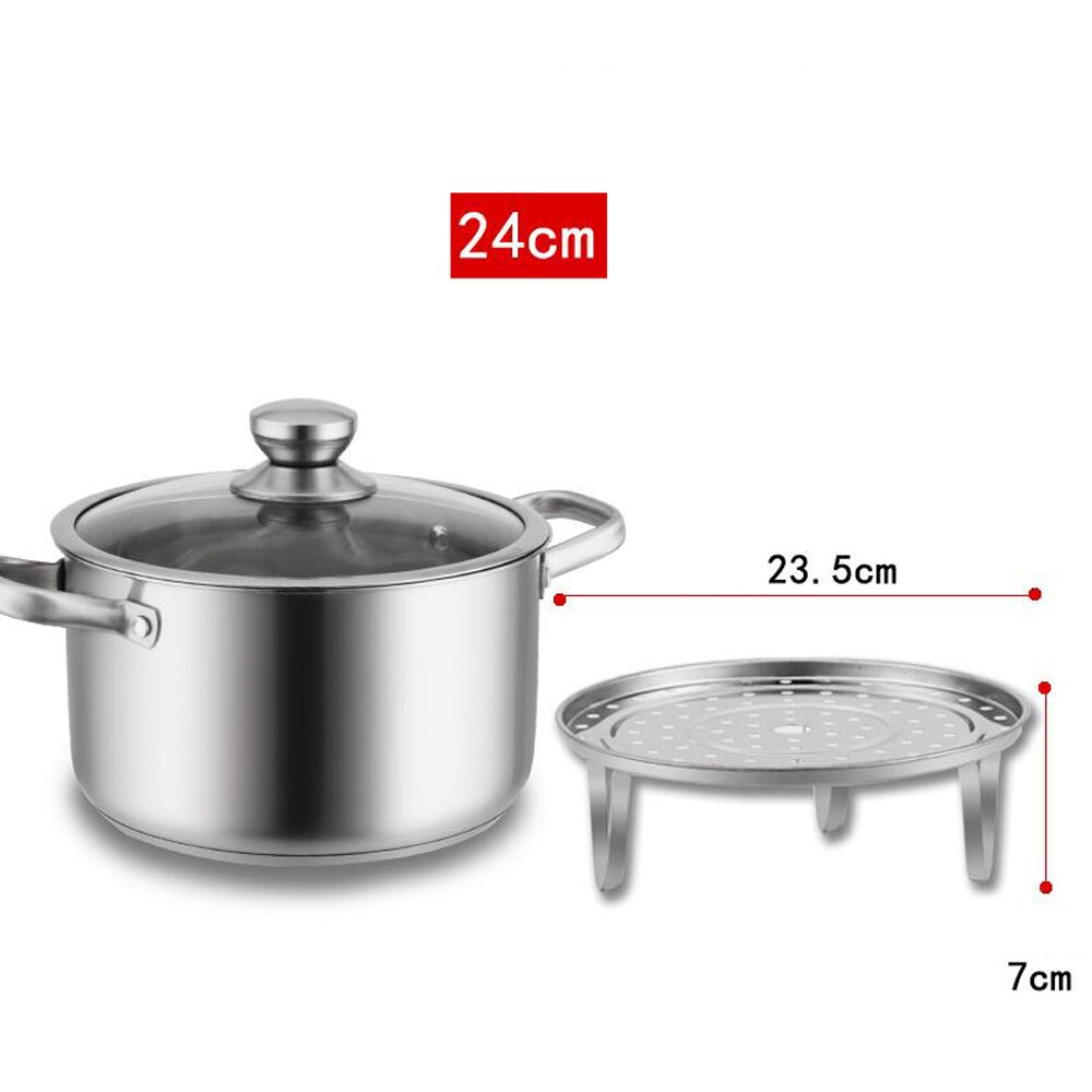 Roestvrijstalen soep dubbele boiler kookgereedschap keuken pan voorraadpotten kookgerei thuis inductiekookplaat pot stoofpot  tg138: 24 cm sets