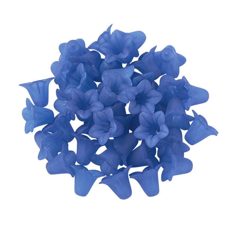 50pcs Transparent Acrylic Flower Beads Spacer Bead Cap Frosted for Jewelry Making DIY Bracelet Necklace Supplies 16x12mm: Blue