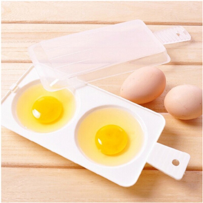 Portable Egg Container Microwave Egg Cooker Boiler Poached Cooking Tools 2 Eggs Poached Egg Cooker Kitchen Accessories White