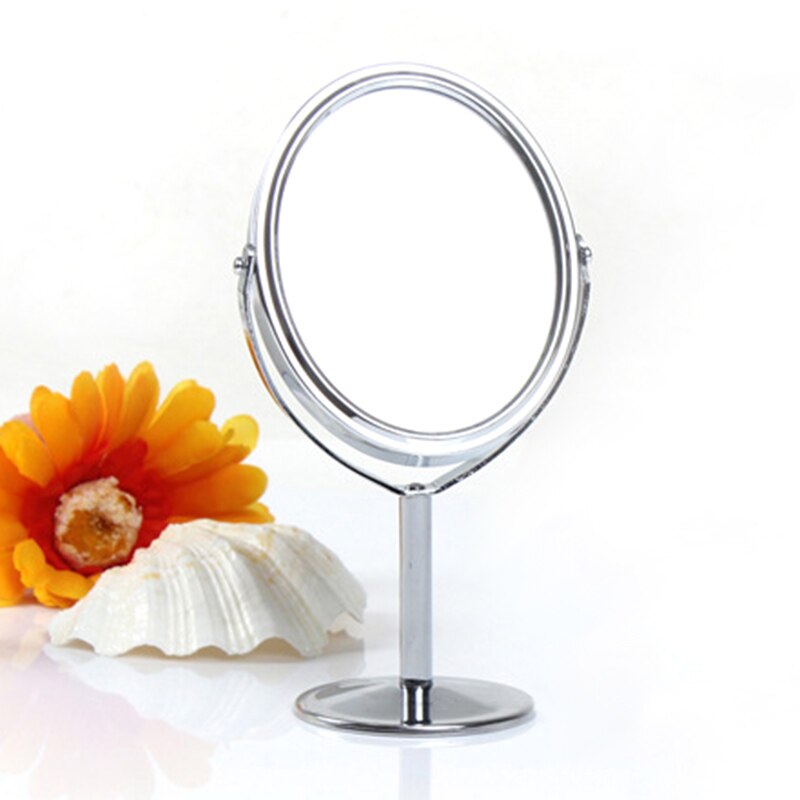 Holdbart dobbeltsidet klart makeup spejl normal stand forstørrelsesglas rund form metal hd kosmetisk spejl til: 02 ovale form