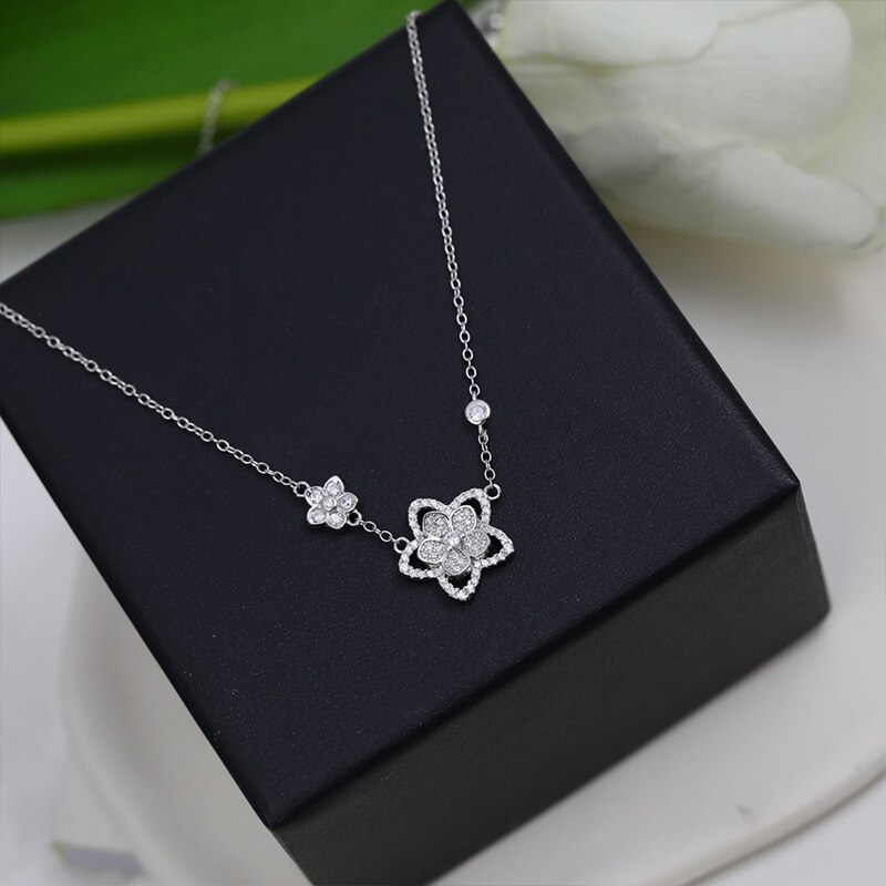 Pure 925 Sterling Zilveren Populaire Dames Cherry Blossom Ketting Luxe Bloem Sieraden Party