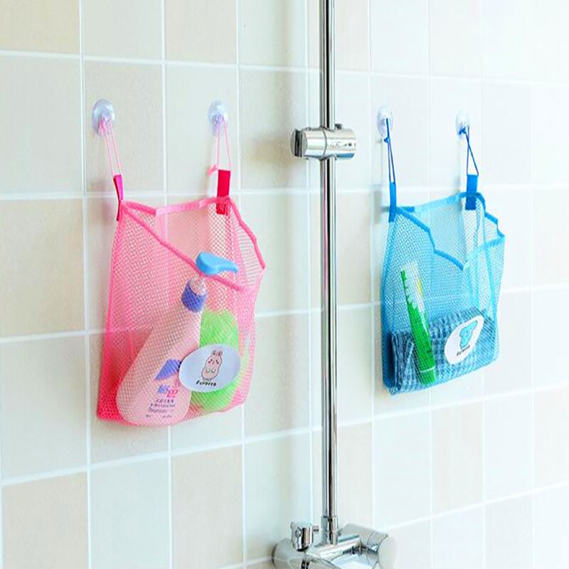 25 x 25cm baby børn bad tid ryddeligt opbevaring legetøj sugekop taske mesh badeværelse organisator net toiletartikler vaskeklud rengøring bolde