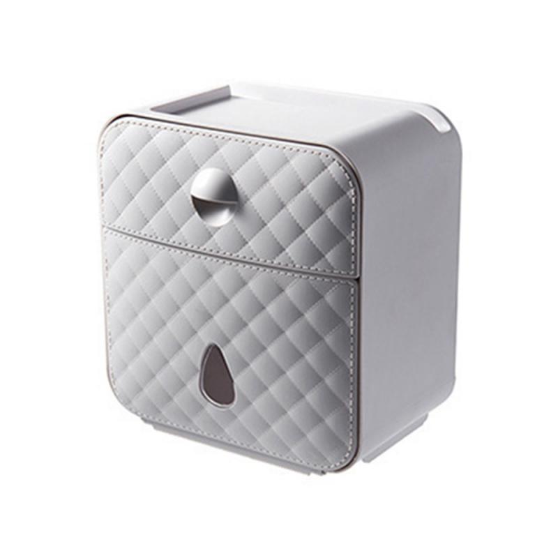 Household Waterproof Wall Mounted Toilet Paper Tray Roll Paper Tube Storage Box Tray Tissue Box Shelf Home Bathroom Product: big gray