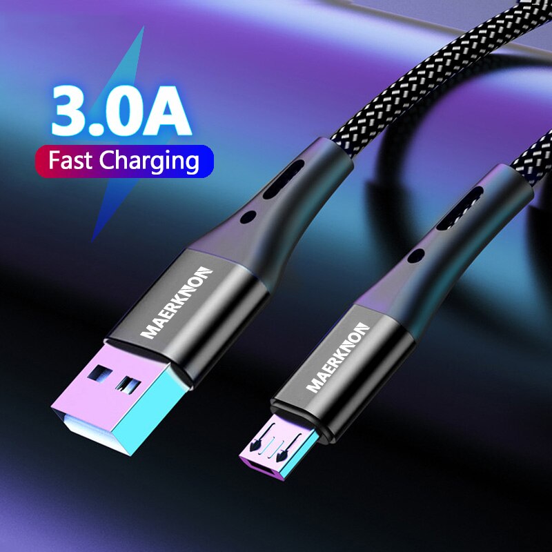 Maerknon – câble Micro USB 3A, Charge rapide, pour téléphone Android, Samsung, Xiaomi Redmi Note 10 Pro