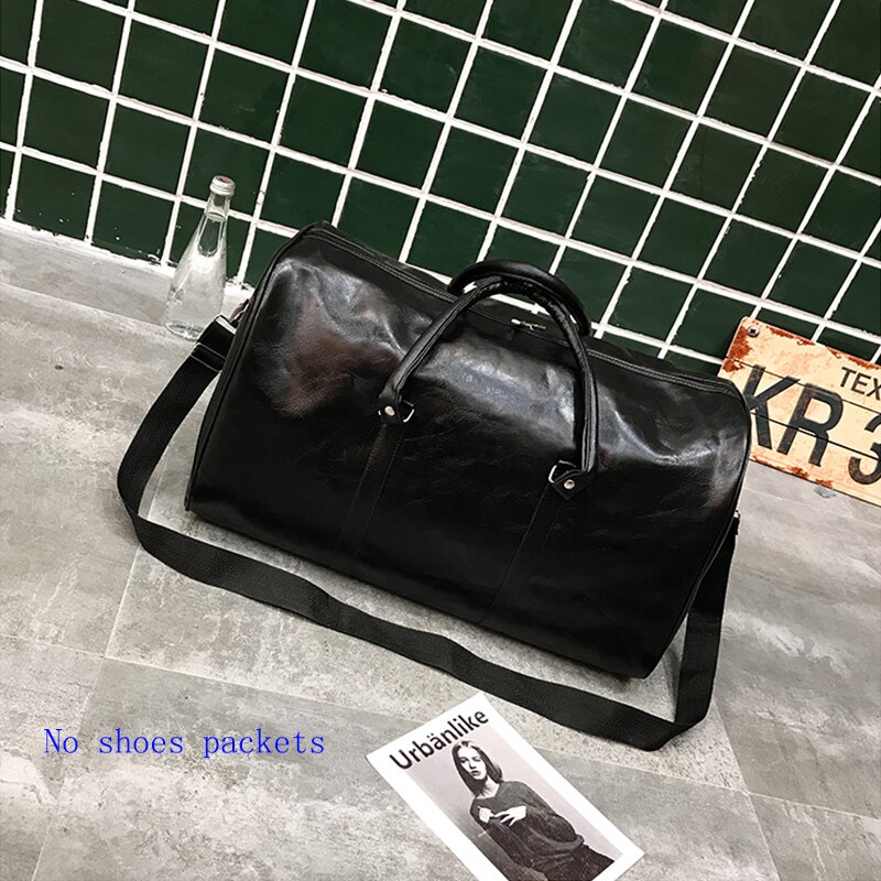 Borsa da viaggio ad alta capacità bagaglio Unisex per il tempo libero Fitness borsa da Weekend valigia da lavoro borse da viaggio in pelle morbida borse a tracolla: Style 1 Black