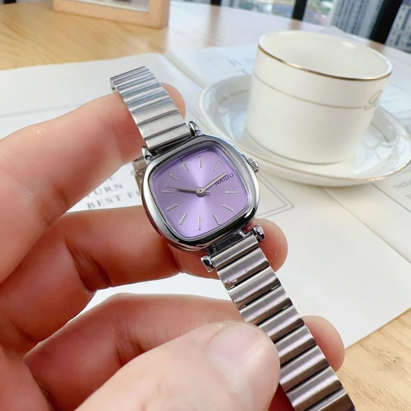 Dameklokker relogio feminino luksuriøs sølvfarget klokke dame stålrem kvarts armbåndsur klokke reloj mujer: Rosa