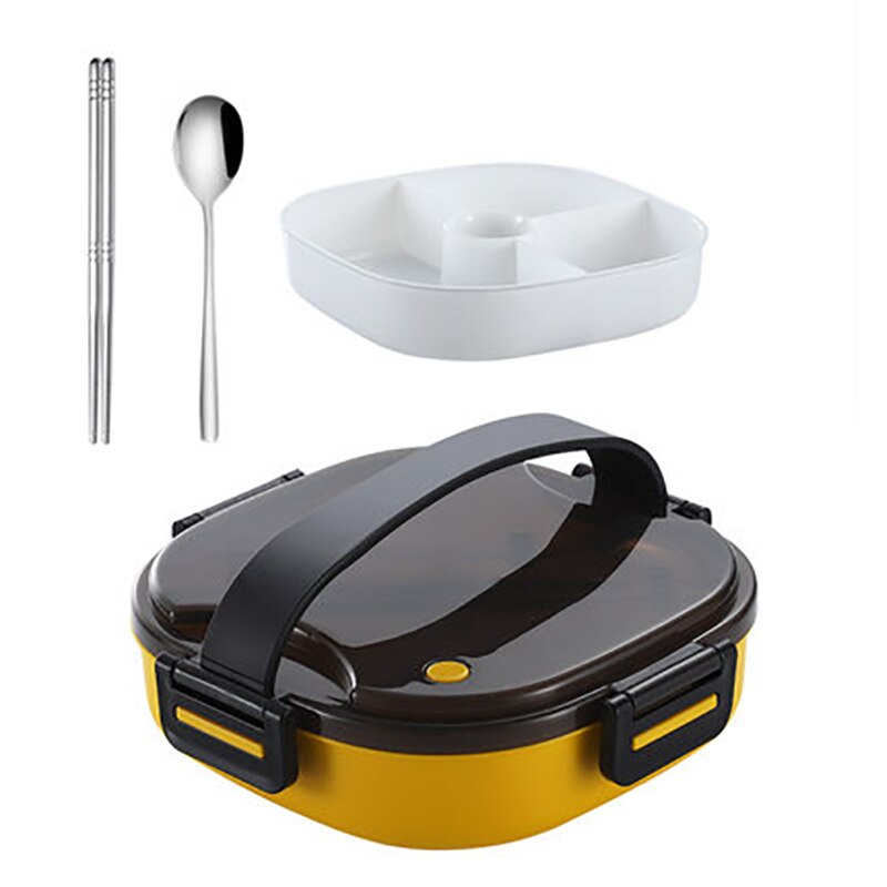 MICCK Stainless Steel Lunch Box For Kid Heated Lunch Box Kitchen Accessories Bento Box Meal Prep Food Container Storage: YellowB