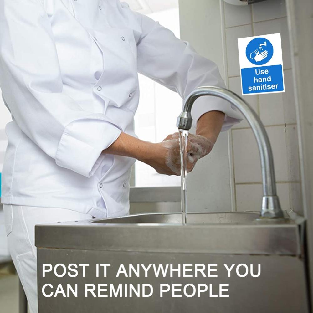 5pcs Warning Reminder Sticker Reminder Waterproof Decal Sticker Sign Please Use Hand Sanitizer Self-adhesive Paper