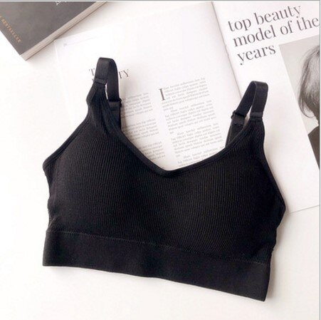 Sports underwear women gather no steel ring lingerie bra tube top wrapped chest beauty back thin section: Black