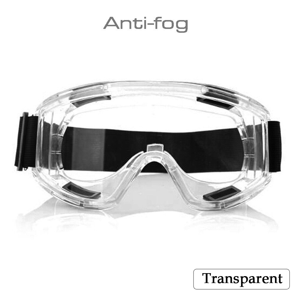 Sikkerhedsbriller øjenbeskyttelse anti stænk støvtæt antidug vindtæt beskytte briller klar linse til arbejde laboratorieridning: Anti-tåge gennemsigtig