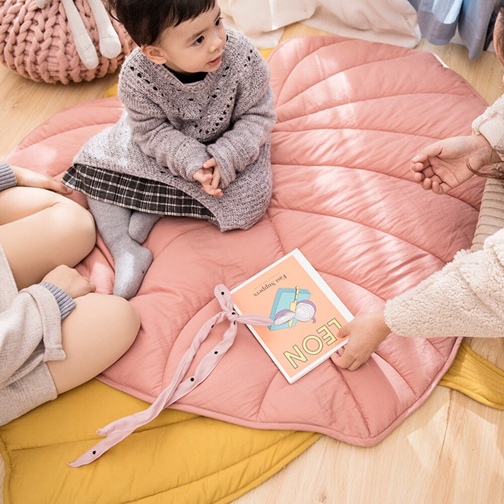 Nordic Baby Leaf Tapijt Zachte Katoen Vloermat Tapijten Kinderen Slaapkamer Nursery Bladeren Tapijt Deken Woonkamer Thuis Nieuwjaar decoratie