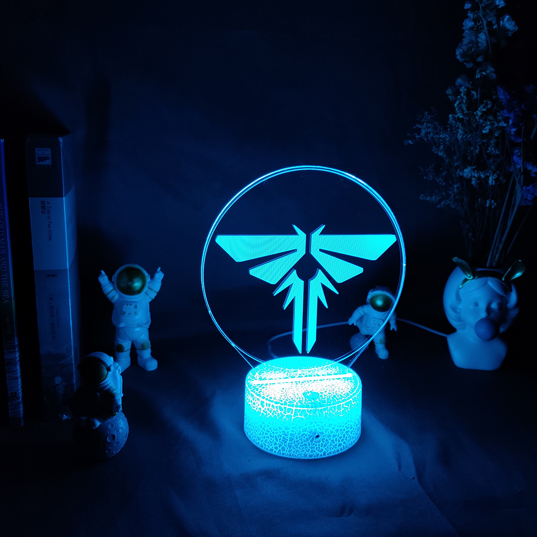 Game The Last of Us-señal de luz 3D, lámpara de noche, decoración de escritorio para habitación de PC, LED intermitente, configuración alimentada por USB, genial, arte de mesa: Blanco / changeable