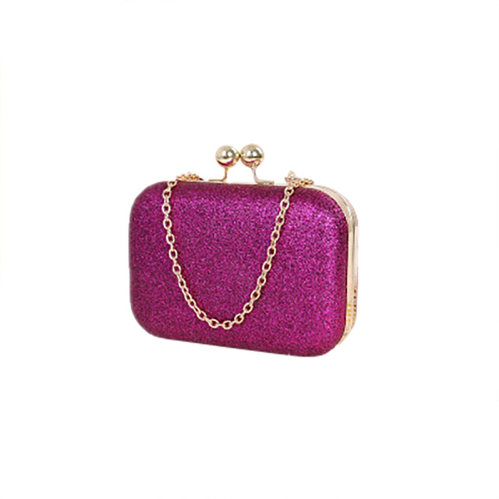 Dames balle tête ronde Mini paillettes chaîne sac boîte carrée fourre-tout Commute embrayage dîner sac Torebki Damskie Wieczorow # T2G: Purple