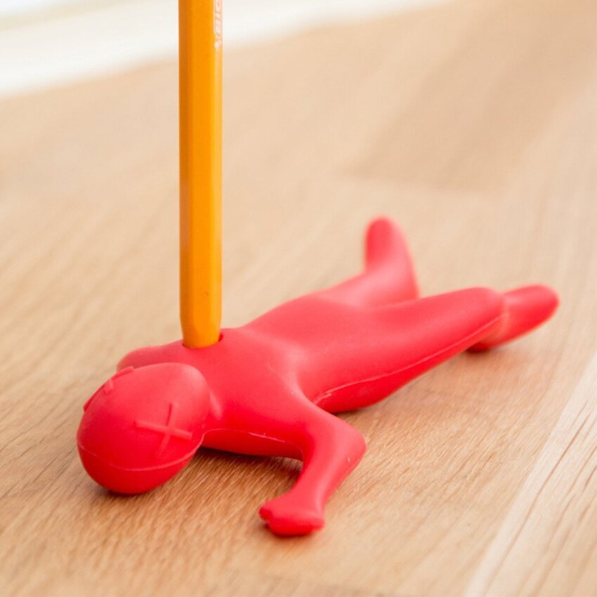 Red Man Funny Pen & Pencil Holder Stand Silicone Desk Organizer, Office Desk Accessories Pen Stand Desktop Organizer
