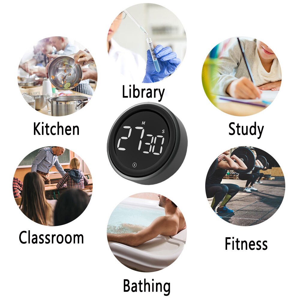 LED Digital Kitchen Countdown Timers For Cooking Stopwatch Shower Study Counter Manual Magnetic Electronic Alarm Clock Egg Timer