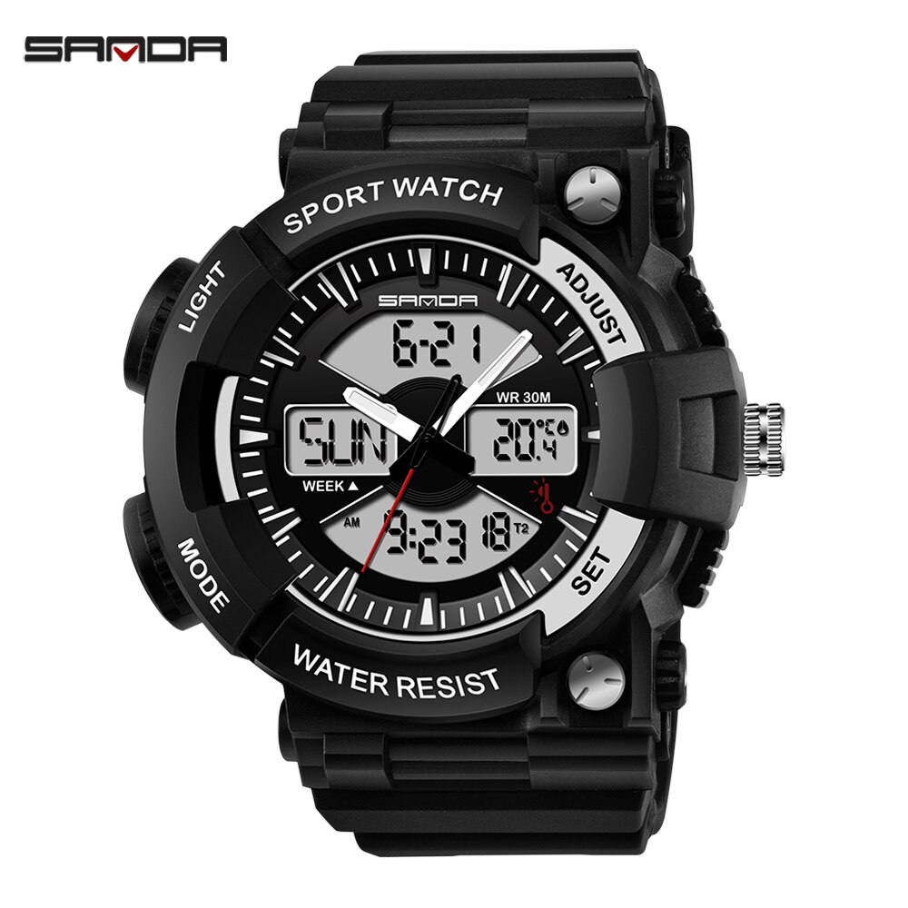 Mannen Dual Display Horloges Digtal Horloge Heren Outdoor Sport Waterdichte Led Klok Duiken Elektronische Horloges Schok Temperatuur: D