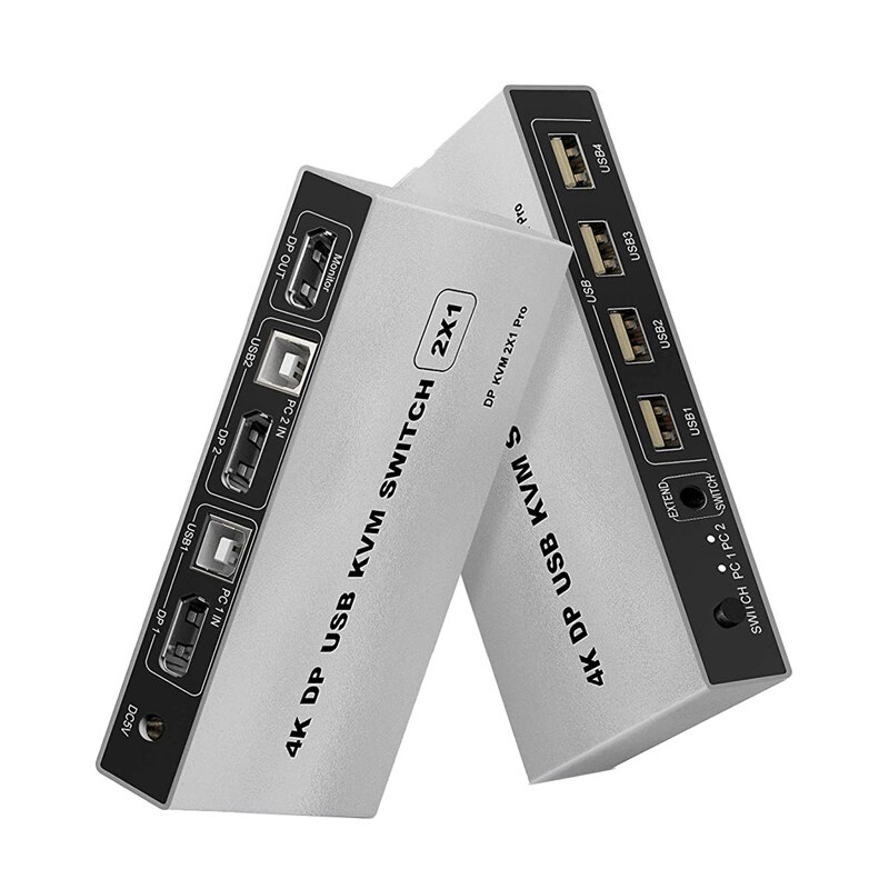 KVM Switch 2 Port 4K 60Hz USB and DP Switch for 2 Computers Share Keyboard Mouse Printer Monitor for Laptop,PC, HDTV: Default Title