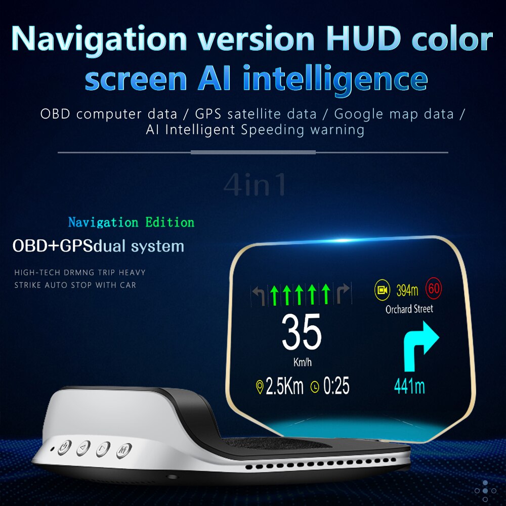 Car Navigation Hud Head Up Display OBD2 GPS Speedo... – Vicedeal