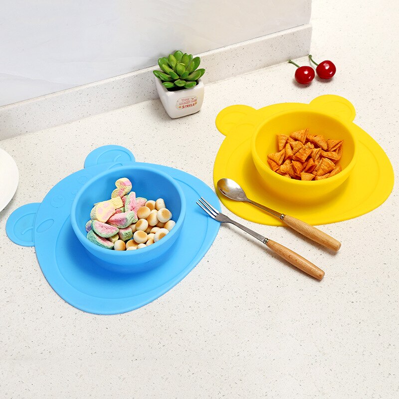 Baby Silicone Bowl Children Silicone Slip-proof Plate Integrated Separate Sucker placemat divided plate