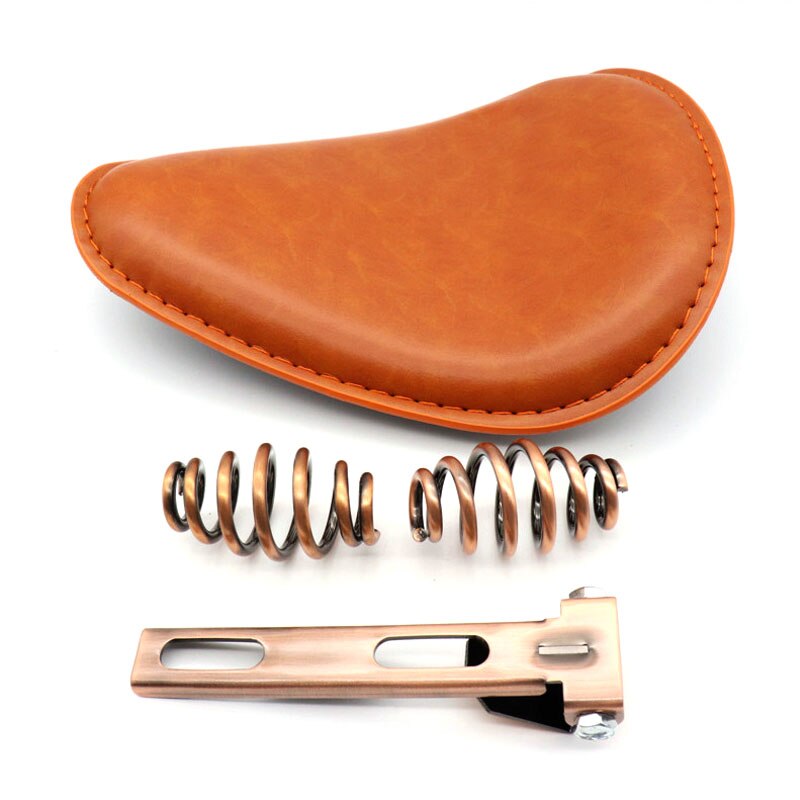 Aangepaste motorfiets pu lederen zadelkussens 3 "veren solo beugelzadel universeel voor harley chopper bobber cafe racer