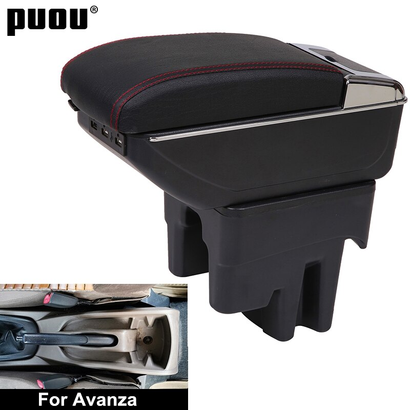 Armrest Box For Toyota Avanza Central Console Storage Retractable Rotatable Ashtray Cup Holder PU Leather USB Accessories
