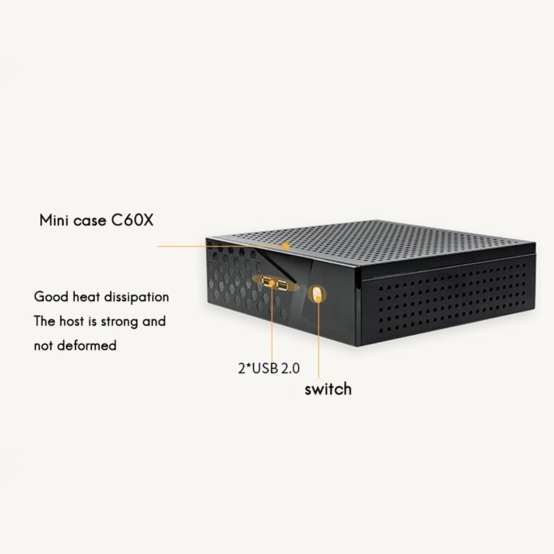 C60X Mini Computer Case Can Be Wall-Mounted USB2.0 ITX MATX Industrial Control Desktop HTPC Noise-Free Running Case