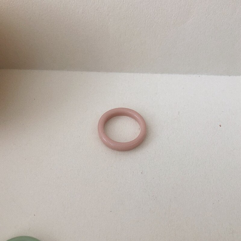 1Pc Kleurrijke Transparante Hars Ring Set Voor Vrouwen Korea Minimalistische Acryl Vrouwelijke Geometrische Ronde Ringen Sieraden Party: Roze