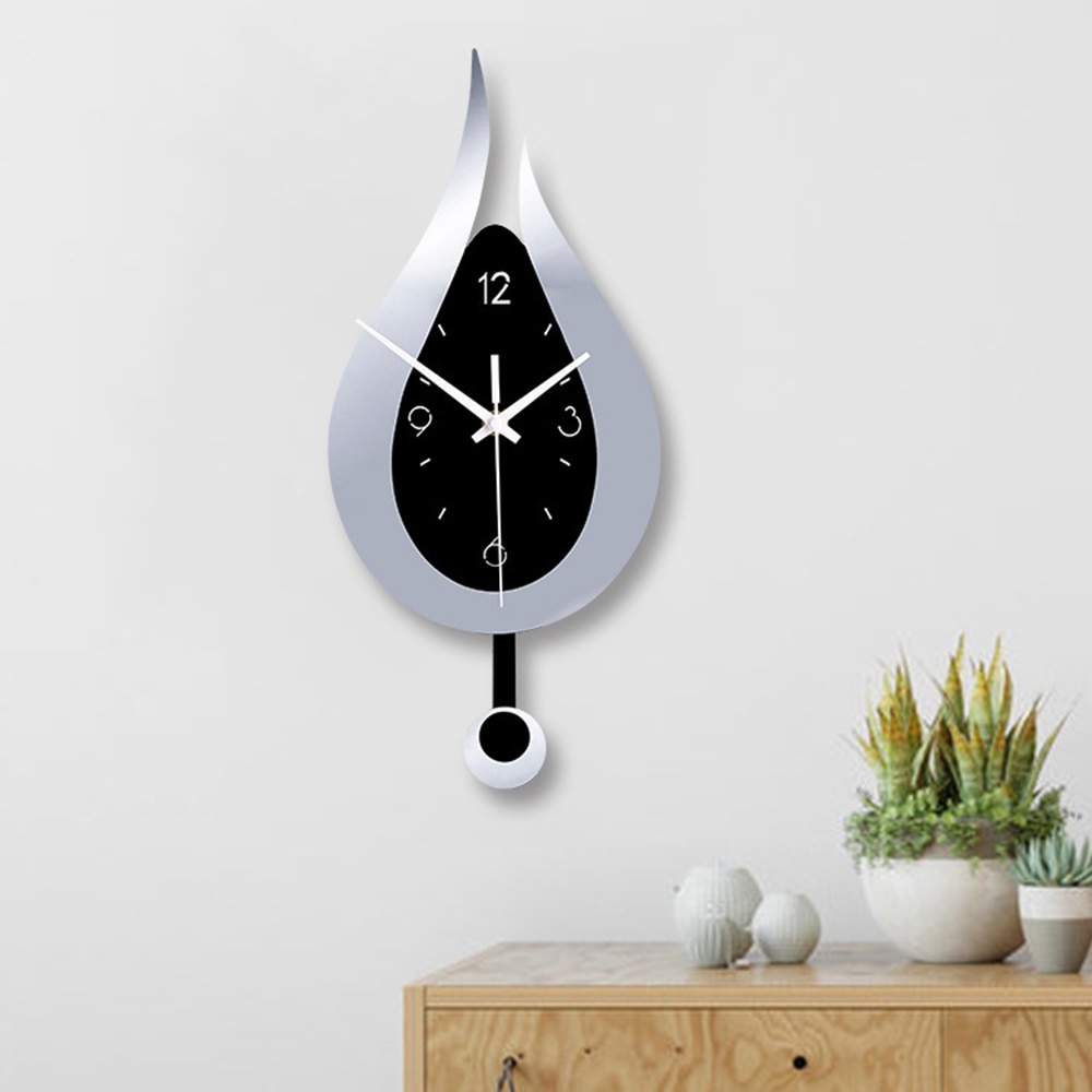 DIY Water Swingable Large Wall Clocks Modern Silent Punch-free Quartz Wall Stickers Clock Home Decor