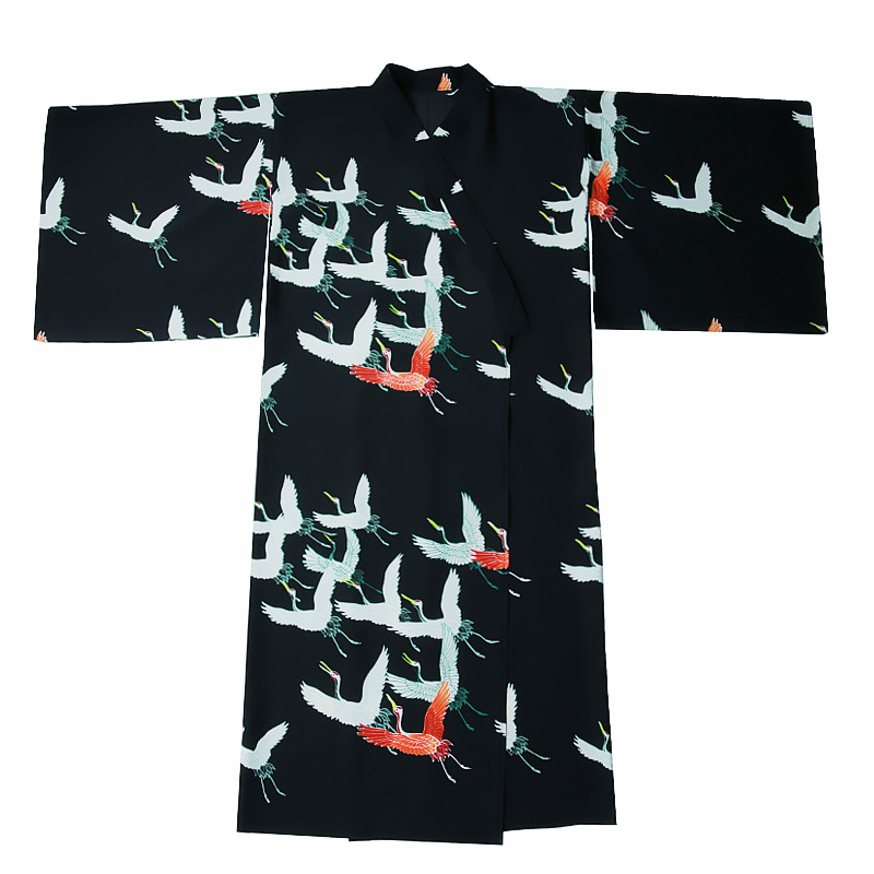 Japansk kimono traditionel japansk kimono sort yukata følelse tøj obi japansk geisha kostume haori  ff607 a