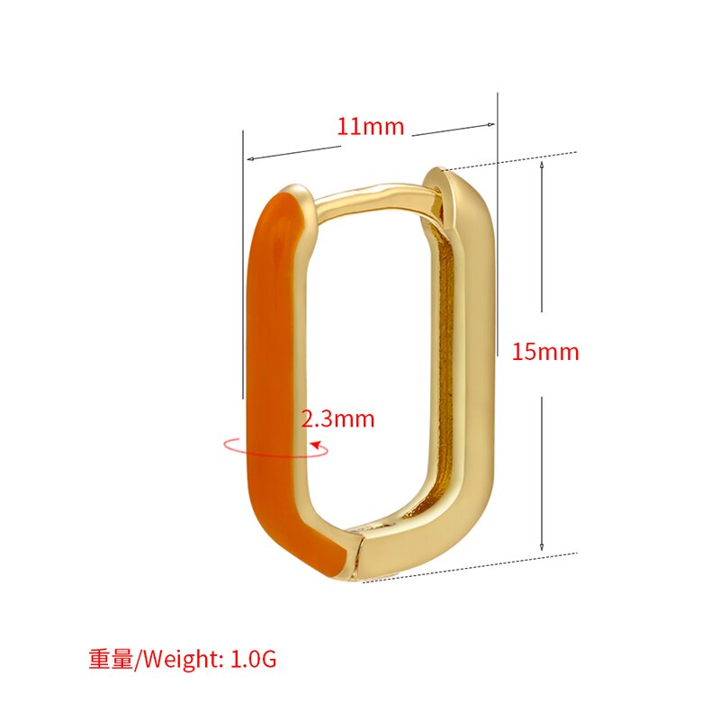 Zhukou Emaille Geometrische Rechthoek Hoepel Oorbellen Goud Kleur Kleine Hoepel Oorbellen Voor Vrouwen Mode-sieraden VE427