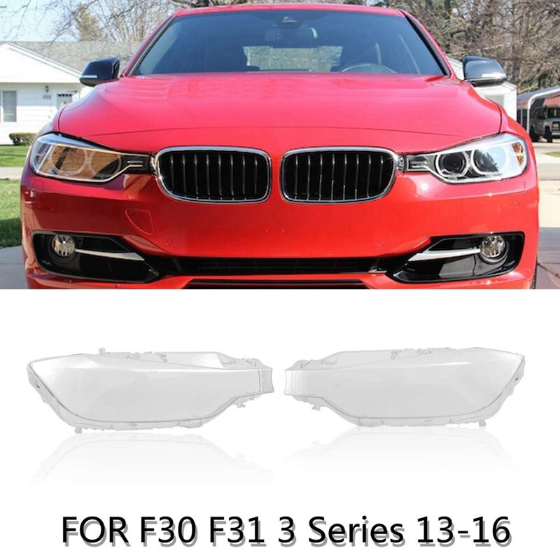 2x Car Headlight Glass Headlight Lens Shell Cover for BMW F30 F31 3 Series Left &amp; Right