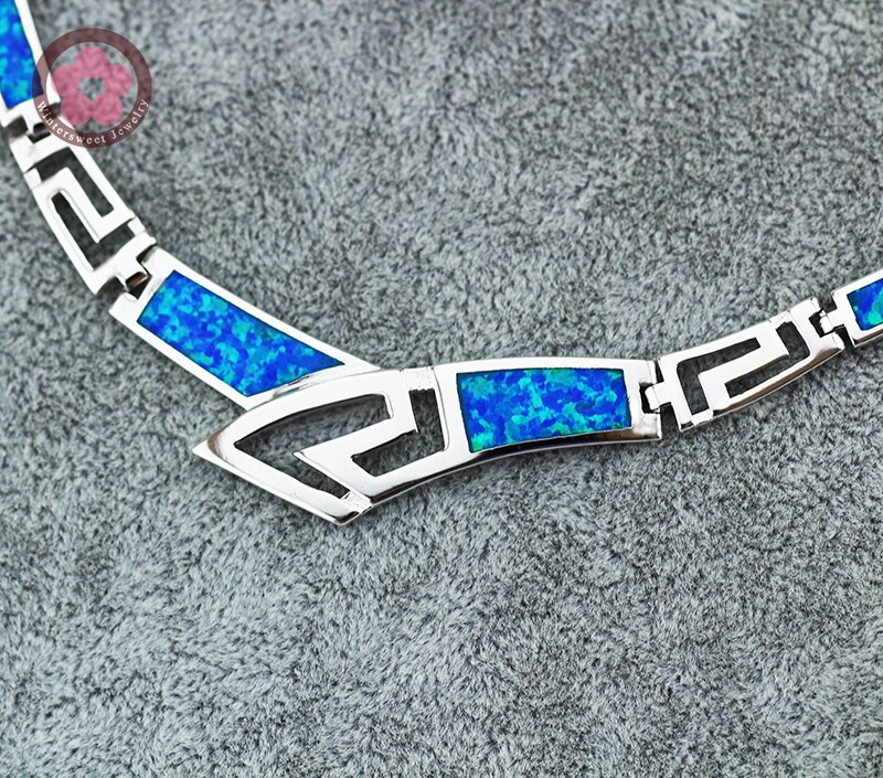 JZN0006 Necktie Shape Necklace Unique Top Blue Opal Gem Necklace for charm Women Jewelry Christmas