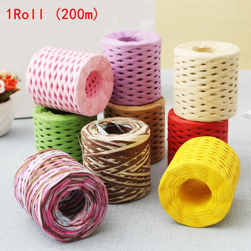 200m färgglada pappersrep raffia band dekoration sladd låda inslagning packning scrapbooking hantverk bröllop födelsedag julfest