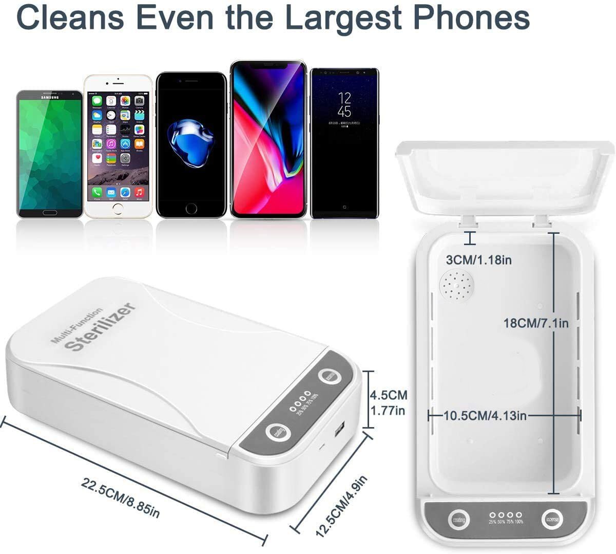 UV Smartphone Sanitizer Wireless Charger Watch Jewelry Cleaner Portable Disinfector Box UVC Light Ozone Aromatherapy Sterilizer