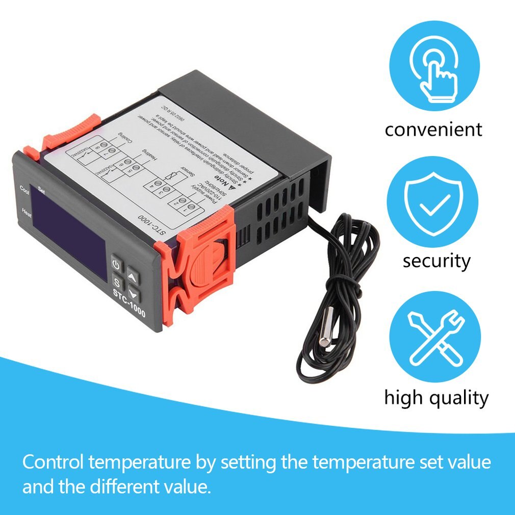 Termostato controlador de temperatura para acuario, Incubadora STC1000, cadena de frío, temperatura de laboratorio,