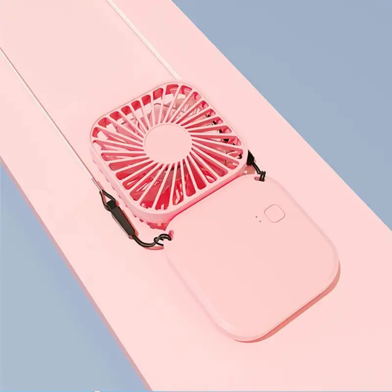 Mini Folding Hanging Neck Fan Foldable Hanging Neck Fan Mini Folding Personal Fan, 3 Speeds USB Charging For Travel Indoor And O: Pink
