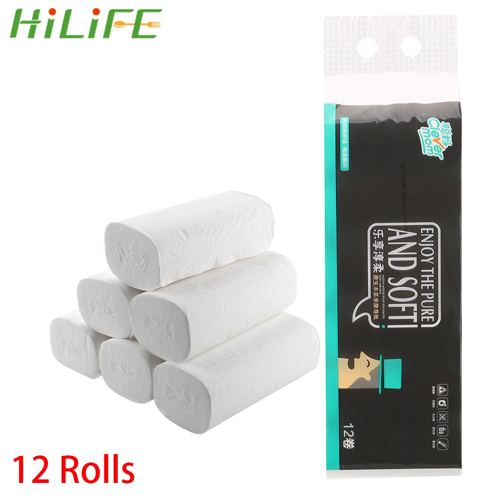 12 Rolls/Lot Toilet Roll Paper Coreless Toilet Paper Home Bath Kitchen Tissue Roll 4 Layers Toilet Paper Wood Pulp Comfortable