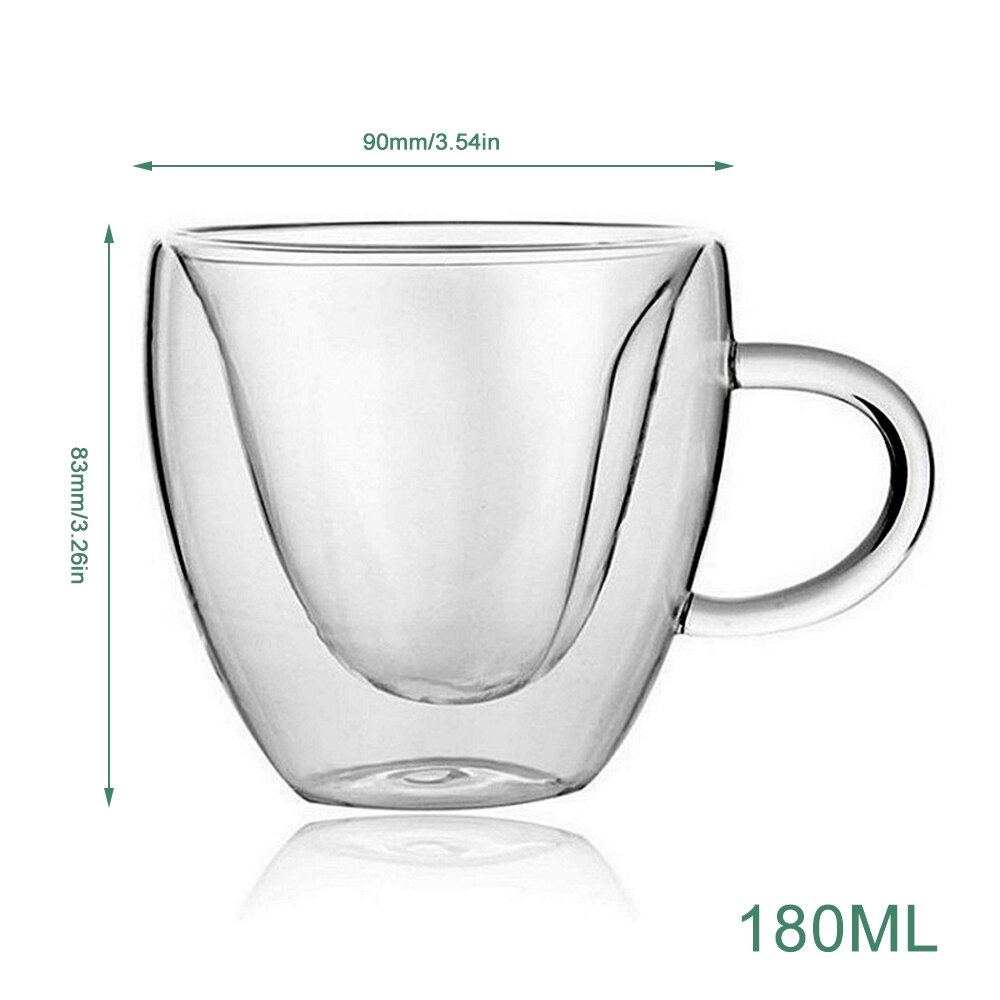 Heart Love Shaped Double Wall Glass Mug Double Layer Love Heart Shaped Glasstea Mug Milk Lemon Juice Cup кружка бокалы для вина: A
