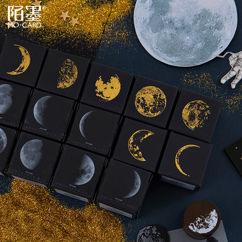 Planet Moon Series Mini Cute Wooden Rubber Stamps Diy Diary Stamps Set For Diy Craft Card Making Planner Scrapbooking
