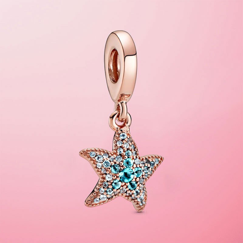 2020 estate Nuovo 925 Sterling Silver Ocean Serie Tartaruga Ciondola I Branelli di Fascino Misura Originale Pamura Braccialetto di Fascino Dei Monili del Regalo: Sparkling Starfish