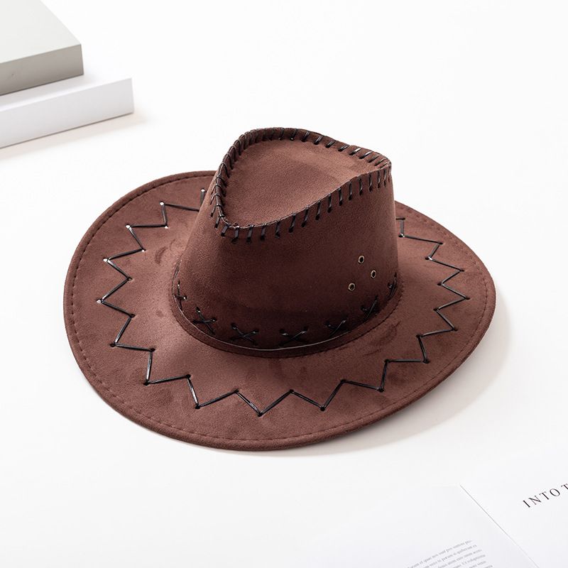 Children's Red Felt Cowboy Hat Adult Cosplay Outdoors Sun Hat: brown-kid