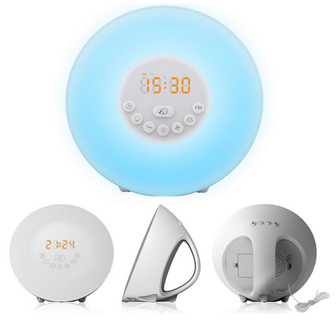 Digital Wecker Wake Up Licht Tisch LED Lampe Elektronische Uhr Sunrise Sunset Alarm Snooze Uhren FM Radio Schreibtisch