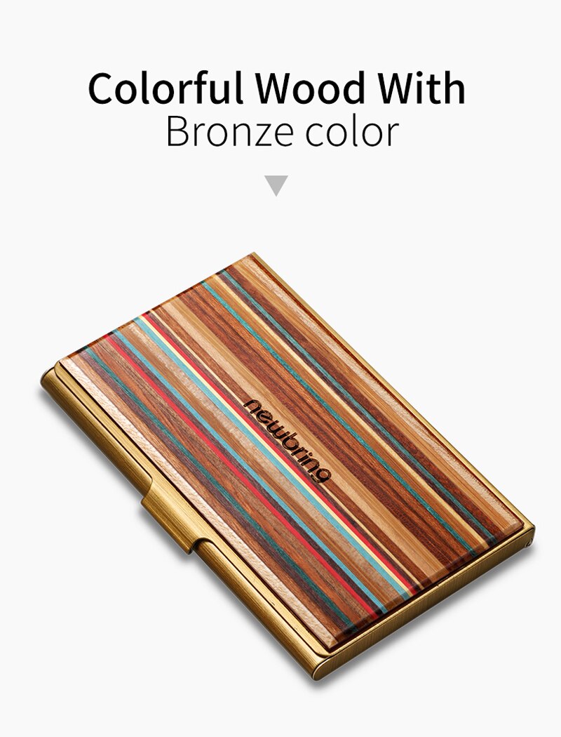 Bring Business Card Case Wood and Metal Material Bank Credit Card Holder for Men Cards Organizer Male Multifunction Card Bag
