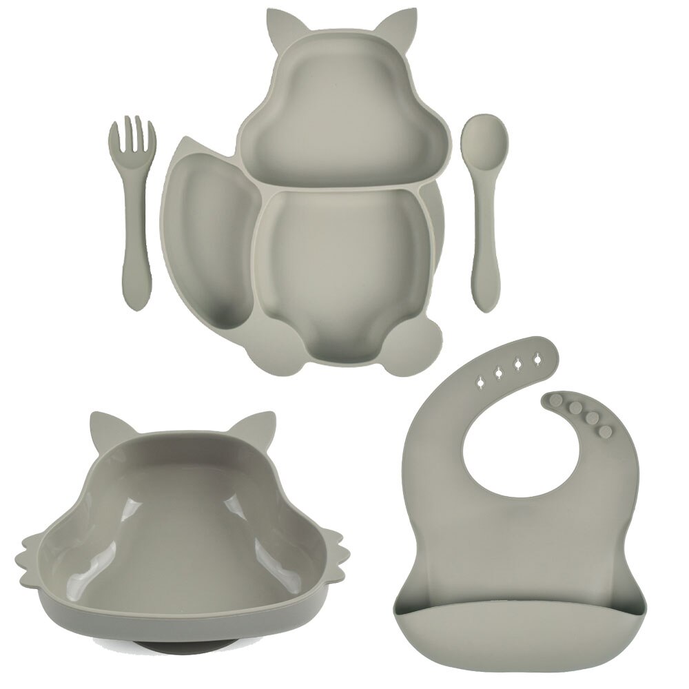 Juego de vajilla de silicona para bebé, platos de grado alimenticio, forma de Animal, plato para niños, sin BPA, antideslizante, 5 unids/set: Y22