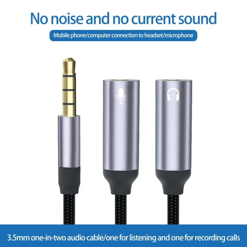 Rozdzielacz słuchawek 2 w 1, pleciony nylon, podwójny męski mikrofon 3,5 mm, kabel przejściowy audio na żeński 3,5 mm, akcesoria komputerowe