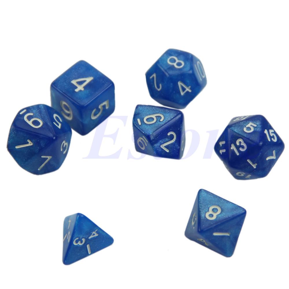 7x Black Sided Dice D4 D6 D8 D10 D12 D20 For D&D RPG Poly Game Set