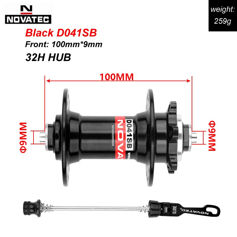Novatec Mountainbike Hub D041SB D042SB Disc Kaart Brake 28/32/36 Gaten Mtb Road Fiets Hubs Lager Qr 32H 8/9/10/11/12 Speed: 32H Front Black