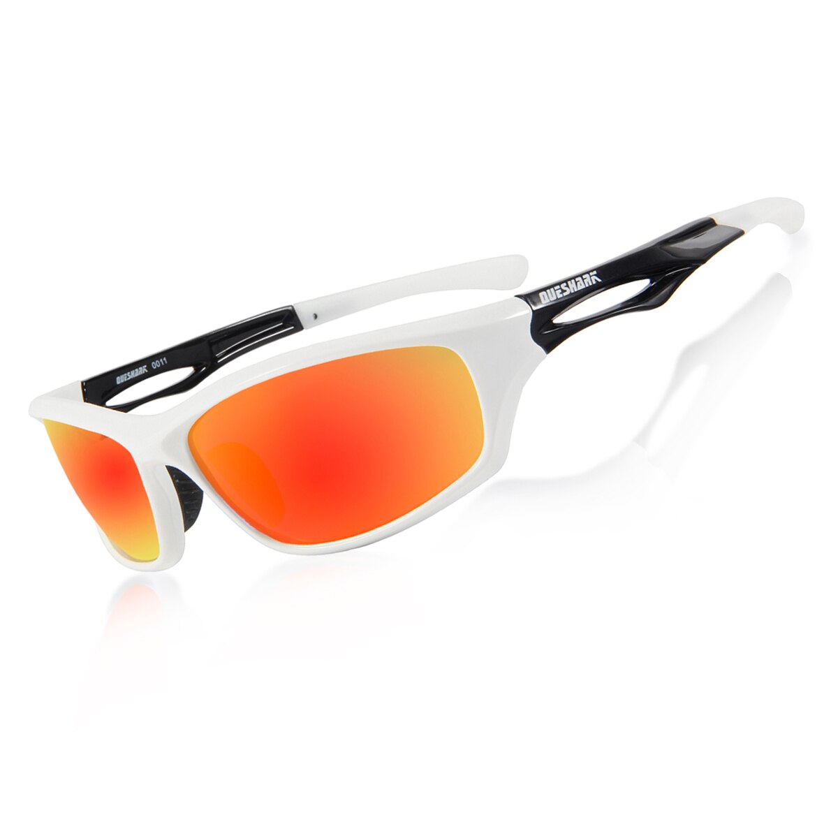 Queshark uknuselige mænd kvinder  tr90 ultralette hd polariserede solbriller  uv400 anti -blænding fiskeri brille: Hvid sort