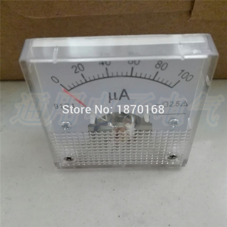 Dc microamperímetro 91c4 0-100uA Panel analógico rectangular amperímetro clase 2,5 45*45mm