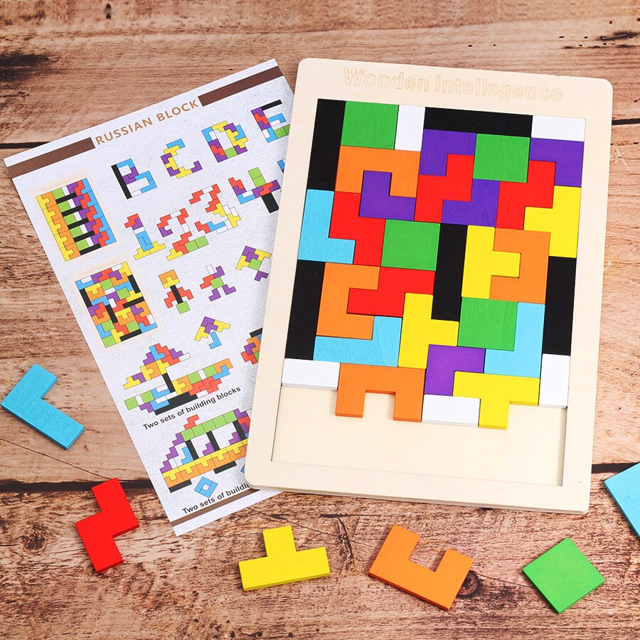 Houten Tangram Brain Teaser Puzzel Speelgoed Tetris Spel Voorschoolse Magination Intellectuele Educatief Kid Jigsaw Toy